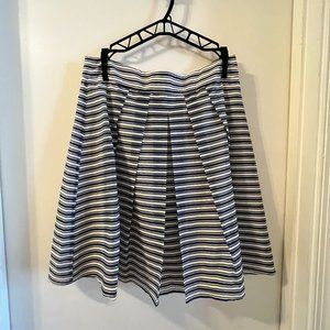J. Crew striped midi shell skirt with front pleats in navy blue